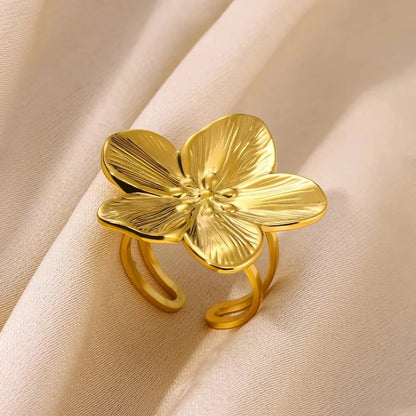 Stainless Steel Beads Design Rings For Women Gold Color Opening Ring Wedding Aesthetic Accessories Party Jewelry Gift BFF anillo