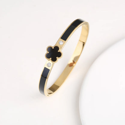 Fashionable New Design Stainless Steel Metal Gold Silver Five Leaf Flower Bracelet High Quality Women's Temperament Gift Clover