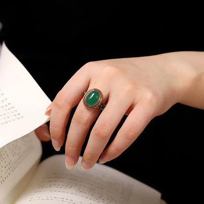 Original ancient gold craftsmanship natural carnelian rings for women flower enamel national style light luxury Wedding jewelry