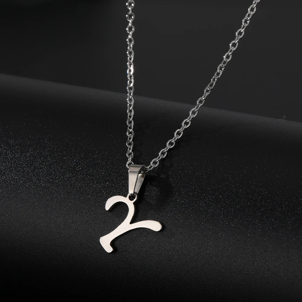Stainless Steel English Alphabet 26 A-Z Letter Necklace Pendant Women Men Capital Initial Name Necklace Birthday Gift