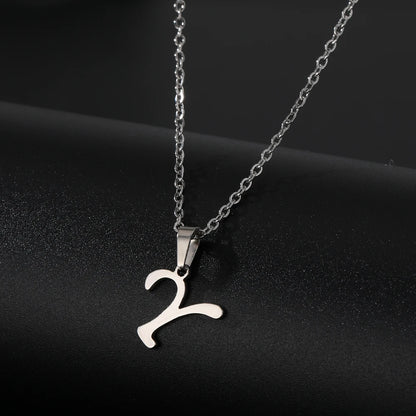 Stainless Steel English Alphabet 26 A-Z Letter Necklace Pendant Women Men Capital Initial Name Necklace Birthday Gift