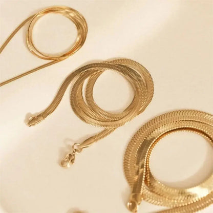 Hot Fashion Unisex Snake Chain Women Necklace Choker Stainless Steel Herringbone Gold Color Chain Necklace For Women Jewelry