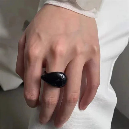 HANGZHI Irregular Wide Large Chunky Rings for Women Vintage Acrylic Resin Autumn Winter Geometric Stacking Wear Finger Jewelry