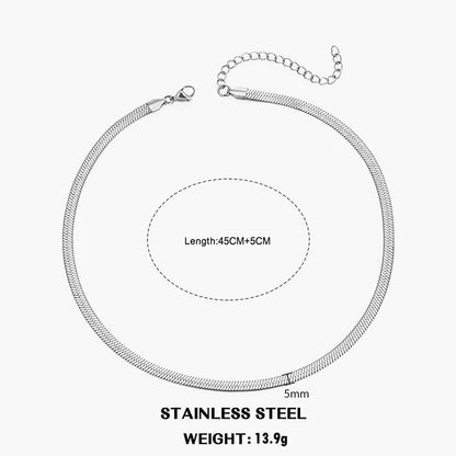 Hot Classic Unisex Flat Snake Chain Choker Necklace For Women Stainless Steel Herringbone Gold Silver Color Fashion Jewelry Gift