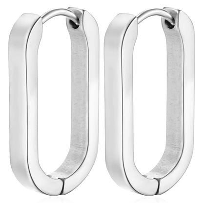 New Gold Color Square Hoop Earrings for Women Men Stainless Steel Minimalist Punk Unisex Rock Earring Piercing Jewelry Gifts