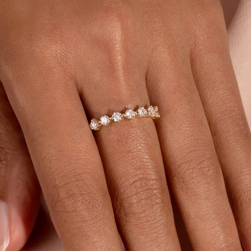 Simple Women's Ring Minimalist Gold Color Geometry Cubic Zirconia Stacking Rings Finger Accessories Female Jewelry Gifts R018