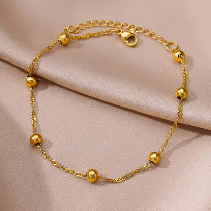 Anklets for Women Stainless Steel Stone Beaded Chain Anklet Summer Beach Accessories Boho Leg Bracelets Jewelry Tobilleras Mujer