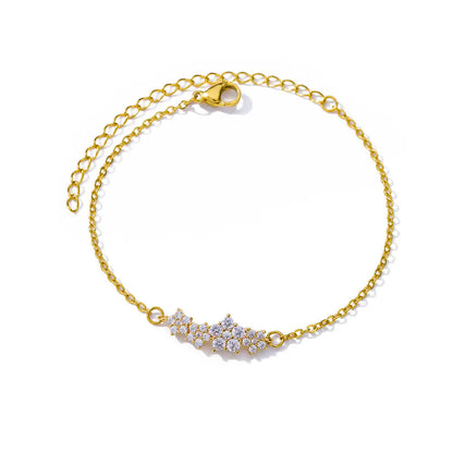 Elegant Zircon Flowers Bracelet For Women Girls Charm Gold Color Stainless Steel Plant Bracelets Luxury Designer Jewelry Gifts