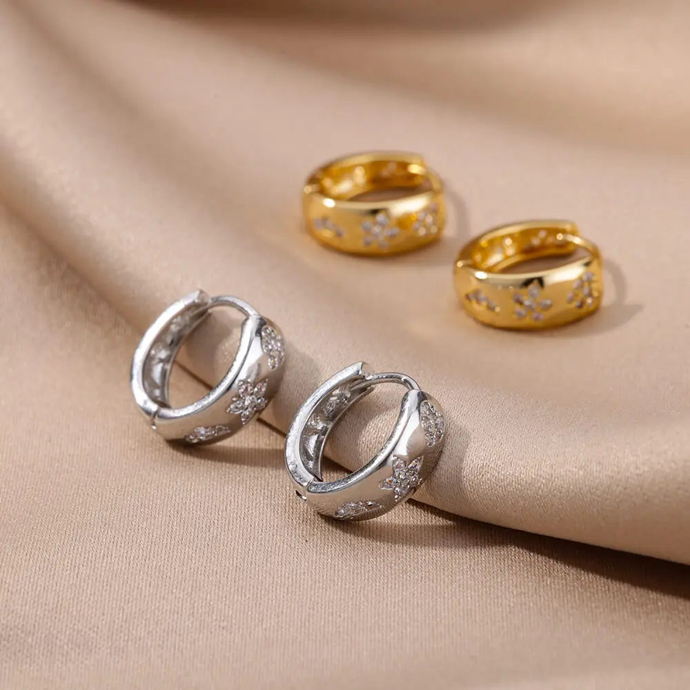 Zircon Star Earring For Women Girl Stainless Steel Hoop Piercing Earring y2k 2023 New Jewelry Accessories aretes free shipping