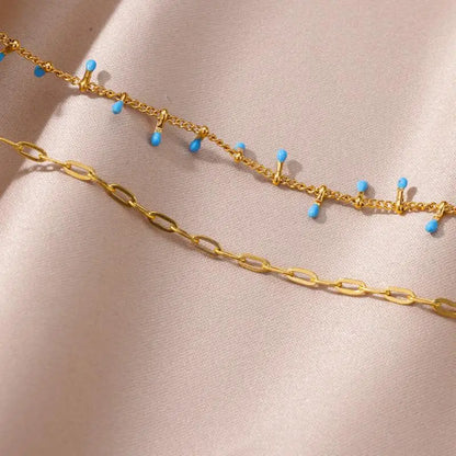 Anklets for Women Stainless Steel Stone Beaded Chain Anklet Summer Beach Accessories Boho Leg Bracelets Jewelry Tobilleras Mujer