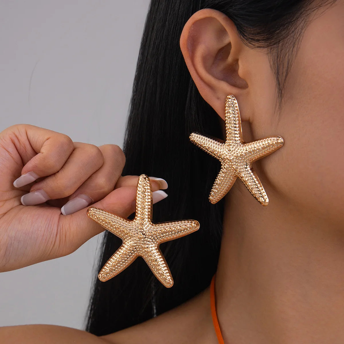 LATS Trendy Gold Color Simulated Starfish Stud Earrings for Women Exquisite Small Star Pearl Earring Summer Beach Daily Jewelry