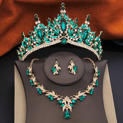 Bridal Jewelry Sets for Women Wedding Crown Birthday Tiaras and Choker Necklace Earrings Bride Party Costume Jewelry Accessories