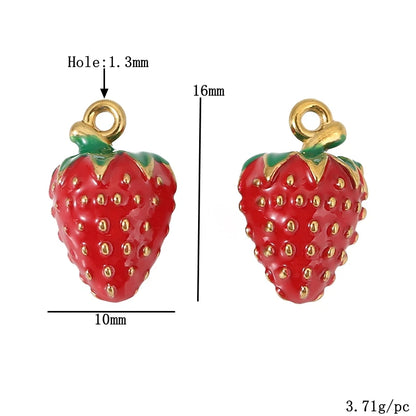 3pcs/lot Stainless Steel Enamel Strawberry Charms Pendants for DIY Jewelry Necklace Earrings Bracelets Making Accessories