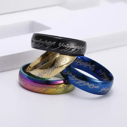 New Lord of The Finger Rings Movie with The Same Inside and Outside 3D Engraving Spanish Sanskrit Ring