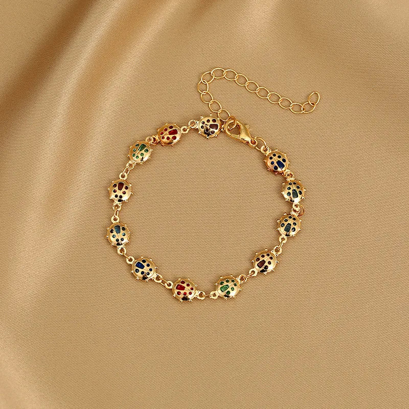 Exquisite Boho Candy Color Heart Shaped Crystal Bracelet for Women Fashion Charm Zircon Butterfly Pearl Metal Chain Bracelets