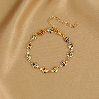 Exquisite Boho Candy Color Heart Shaped Crystal Bracelet for Women Fashion Charm Zircon Butterfly Pearl Metal Chain Bracelets