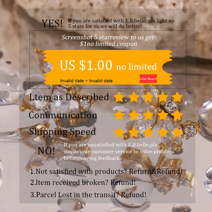 E.B.belle High Quality Geometric Clear Zircon Ring Classic Style18k Gold Plated Popular Jewelry Charm Hypoallergenic