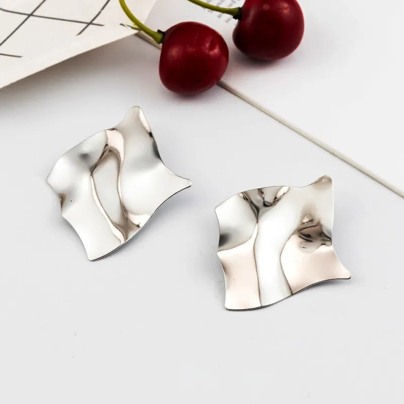 Retro Exaggerate Metal Statement Earrings for Women European Fashion Round Star Square Leaf Twist Geometry Long Earrings Jewelry