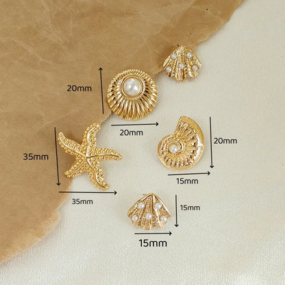 Stainless Steel Vintage Summer Starfish Stud Earrings For Women Simple fashion Star Shell Earrings Stud Ocean Party Jewelry Gift