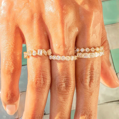 Simple Women's Ring Minimalist Gold Color Geometry Cubic Zirconia Stacking Rings Finger Accessories Female Jewelry Gifts R018