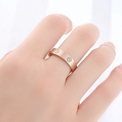 Classic Stainless Steel Cross with Zircon Love Rings for Women Men Couple Finger Ring Luxury Jewelry Wedding Party Gift