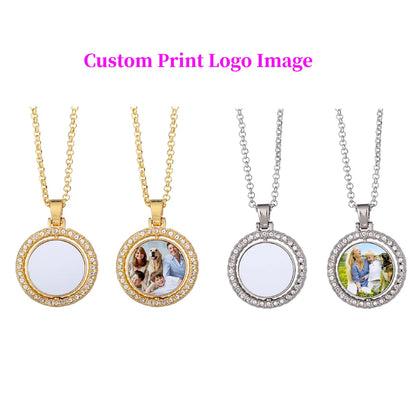 Custom Round Pendants Necklace Fashion Jewelry DIY Print Your Design Customize Birthday Anniversary Valentine's Day Gift