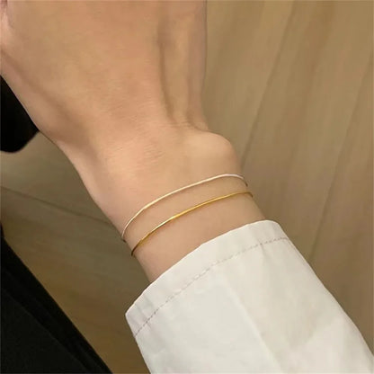Thin Stainless Steel Snake Chain Bracelet Simple Gold Color Titanium Steel Women Bracelet Fashion Jewelry Trendy Accessories