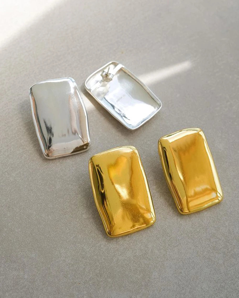 Uworld Fashion Trendy Stainless Steel Gold Color Textured Earrings Prevent Allergy 18K Gold PVD Plated Versatile Daily Jewelry