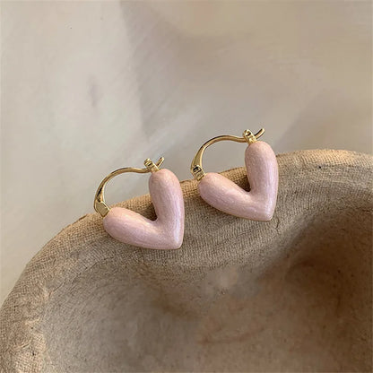 LATS 2024 New Arrival Love Heart Hoop Earrings for Women Small and Delicate Fashion Accessories Elegant Trend Jewelry Party Gift