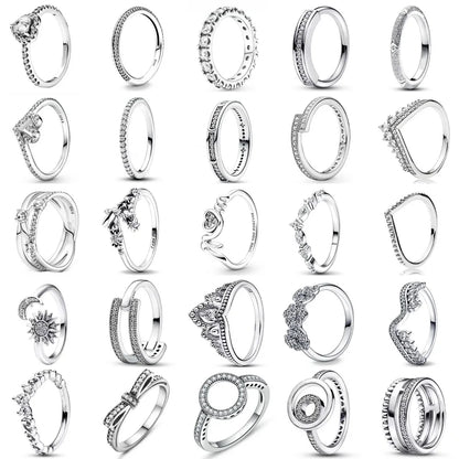 European Ring Rings 925 Sterling Silver Heart Bow Round Size 6789 For Women Men Jewelry Party Fashion Wedding