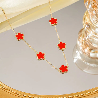 Five-Leaf Plum Blossom Necklace Woman 316L Stainless Steel Clover Elegant Pendant Charm Collarbone Chain Party Jewelry Gifts
