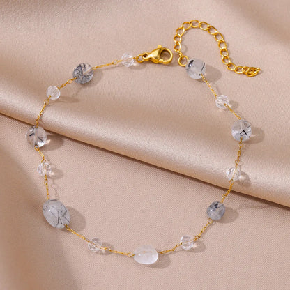 Anklets for Women Stainless Steel Stone Beaded Chain Anklet Summer Beach Accessories Boho Leg Bracelets Jewelry Tobilleras Mujer