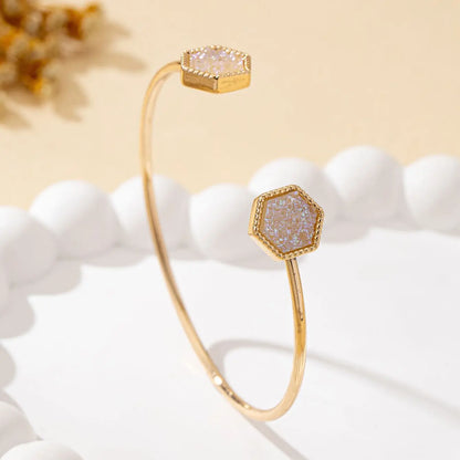 A Women's Fashionable Open Bracelet, Simple and Elegant, Adjustable Inlaid Resin Bracelet Jewelry