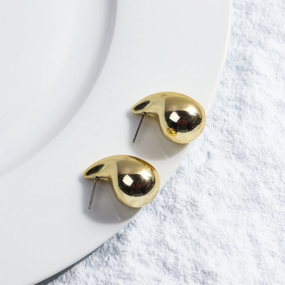 Small Gold Color Water Drop Stud Earring for Women Ear Jewelry Simple Valentine's Day Gift
