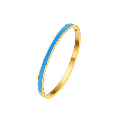 Zalman Colorful Enamel Bangles Women Gold Color Stainless Steel Simple Romantic Bracelet Never Fade Wholesale 2023