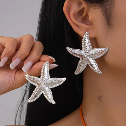 LATS Trendy Gold Color Simulated Starfish Stud Earrings for Women Exquisite Small Star Pearl Earring Summer Beach Daily Jewelry
