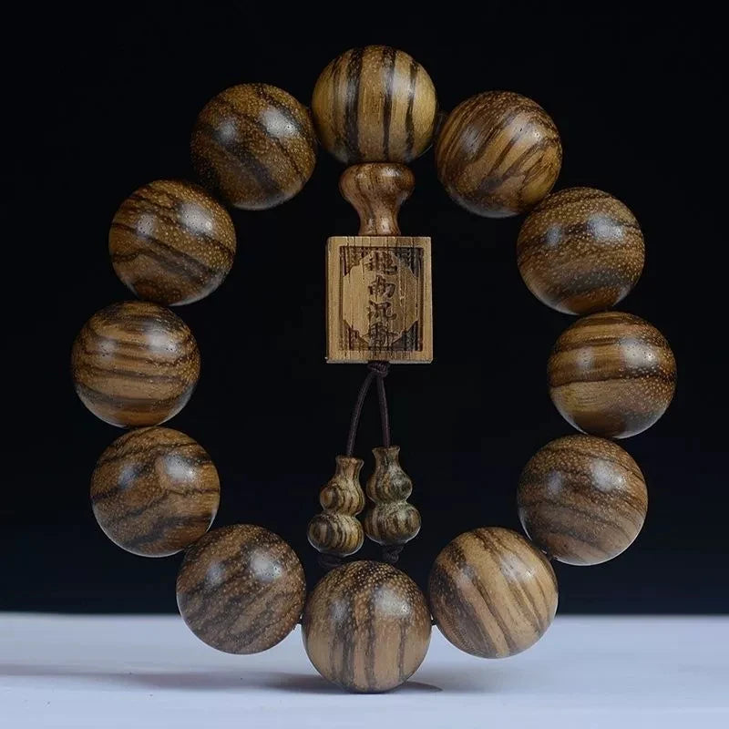Classic 20mm Handmade Wood Carved Beaded Bracelet With Pendant For Men And Women Jewelry Gift