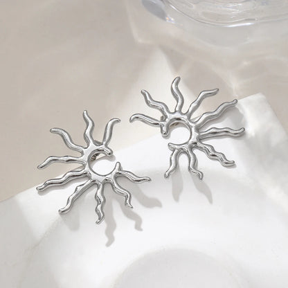 Stainless Steel Earrings Beautifully Unique and Individual Designs Blazing Sun Sculpted Earrings For Women Jewelry Daily Wear