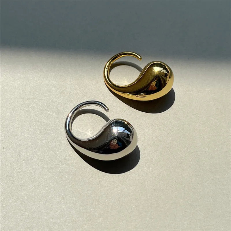 LATS New Fashion Designer Gold Silver Colour Water Drop Ring Woman Europe America Luxury Jewelry 2024 Trendy Accessories Gift