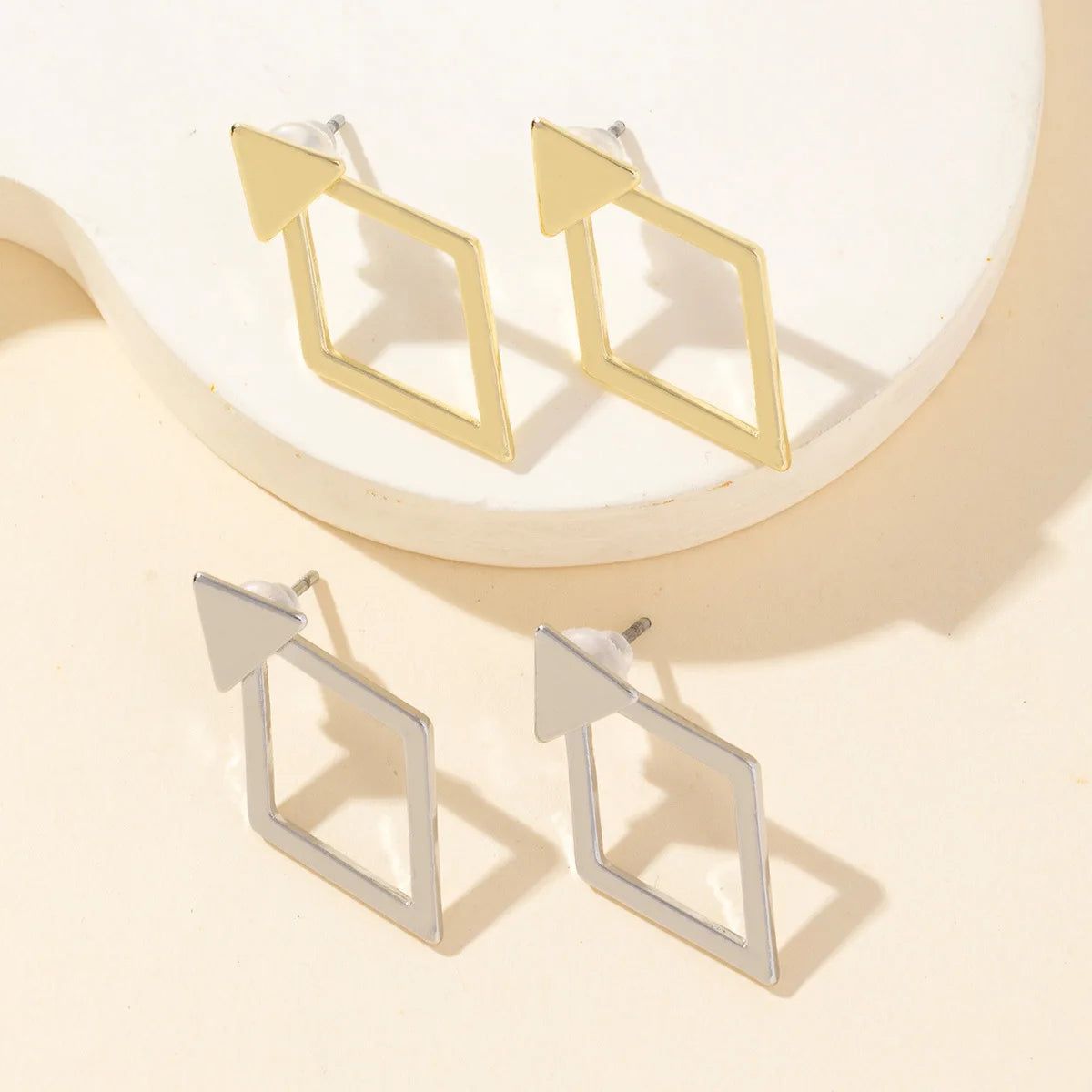 LATS Minimalist Geometric Square Detachable Triangles Stud Earrings for Women Fashion Jewelry Accessories Party Gifts