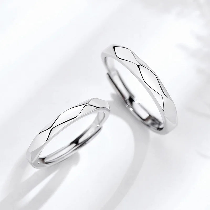 Fashion Black White Ring Geometric Irregularities Smooth Couple Adjustable Rings Simplicity Student Party Jewelry