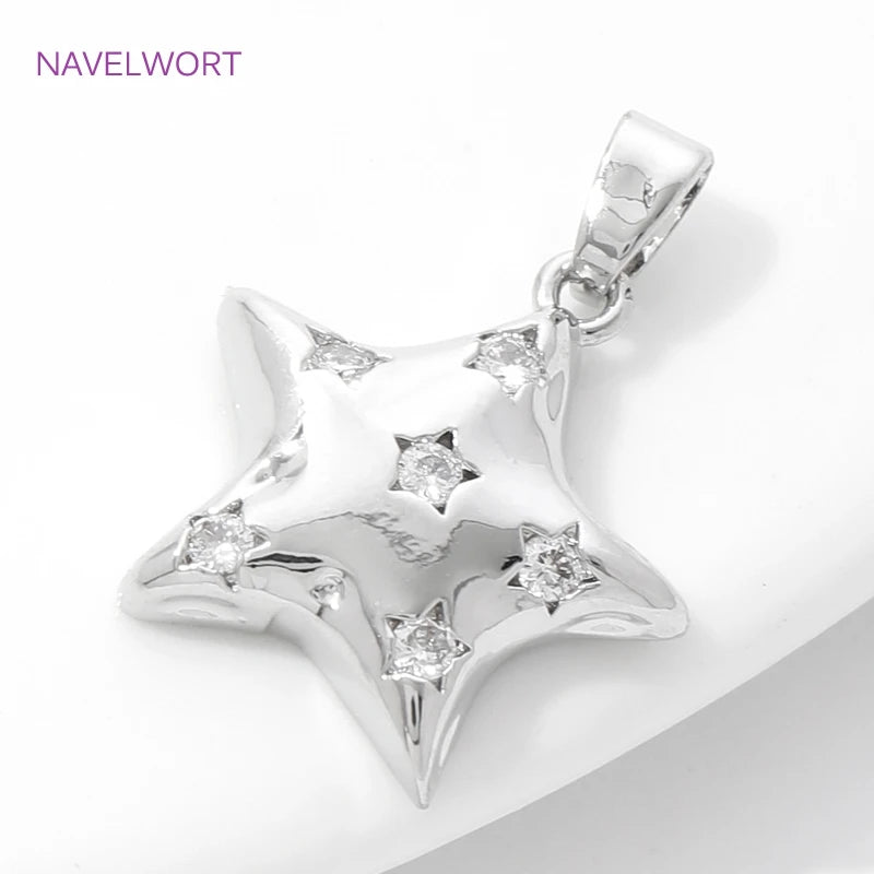 Pendants For Necklace Accessories 18K Gold Plated Brass Inlaid Zircon Moon/Star Charm Pendant DIY Jewelry Making Supplies