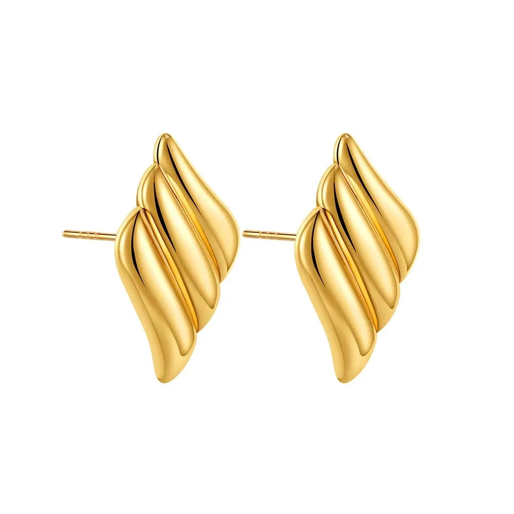 Retro Gold Plated Stainless Steel Texture Earrings for Women Circle Twist Geometric Statement Ear Stud Fashion Jewelry Bijoux