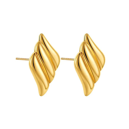 Retro Gold Plated Stainless Steel Texture Earrings for Women Circle Twist Geometric Statement Ear Stud Fashion Jewelry Bijoux