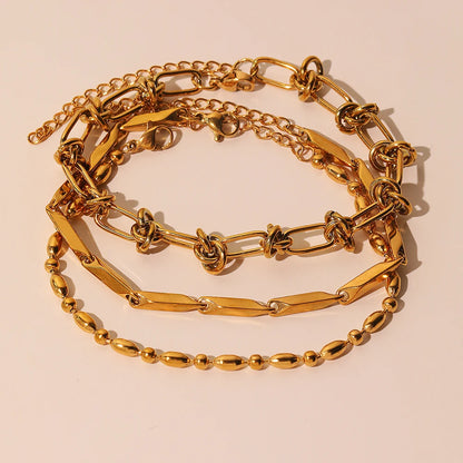 Stainless Steel Bracelet 3 Pieces Popular Creative Knotted Rhombic Chain Fine Bracelet For Women Jewelry Unusual Gift New Senior