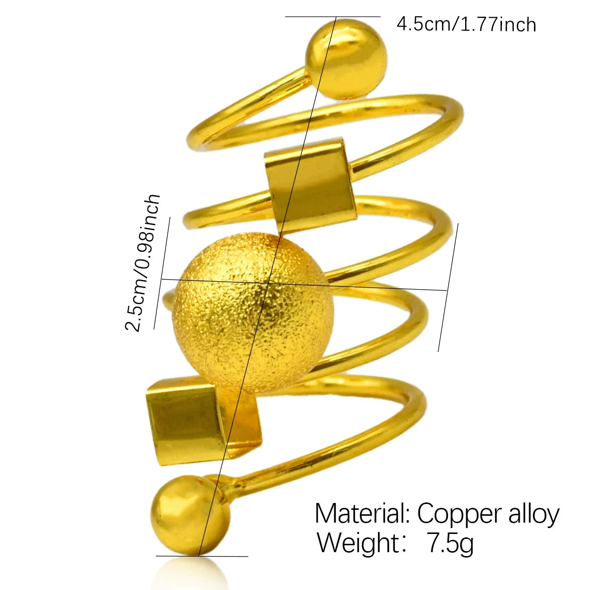 Brazilian Spiral Ring Women 24K Gold Plated Wedding Bride Arabic Ethiopian Dubai Big Nigerian Jewellery Moroccan Resizable