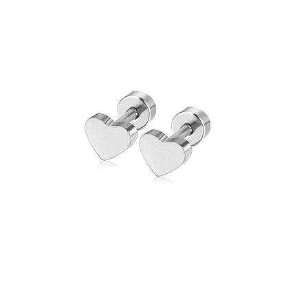 K Gold Plated White Gold Plated Posts Pair of Flat Back Stud Earrings for Women | Heart Earrings