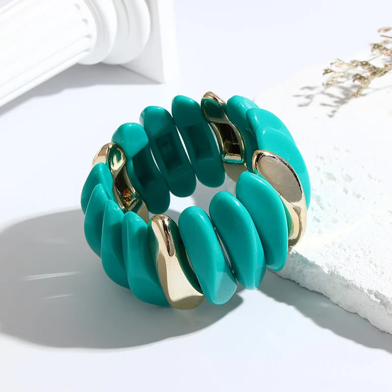 Wedding Wide Bracelet for Girls Charm Resin Bracelets Bangles For Women Luxury High Quality Fashion Jewelry Elastic Party Gifts