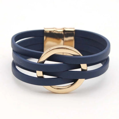 Leather Bracelets For Women 2024 Fashion Bracelets & Bangles Elegant Multilayer Wide Wrap Bracelet Female Jewelry Gift
