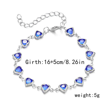 Exquisite Boho Candy Color Heart Shaped Crystal Bracelet for Women Fashion Charm Zircon Butterfly Pearl Metal Chain Bracelets